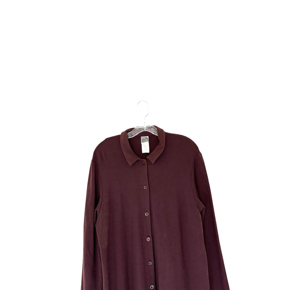 Lilith Brown Basic Wool Blend Button Up‎ Soft Coz… - image 4